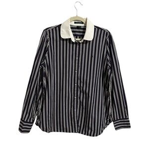 Ralph Lauren Navy and White Striped Button Down Shirt